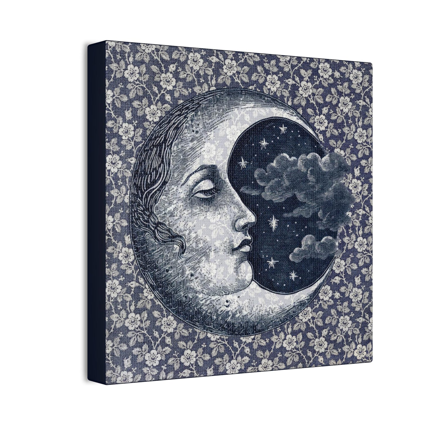 Moon Phase Canvas Art: Celestial Floral Design, Night Sky Decor by DesignBohemian