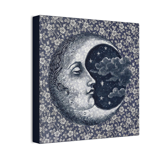 Moon Phase Canvas Art: Celestial Floral Design, Night Sky Decor by DesignBohemian
