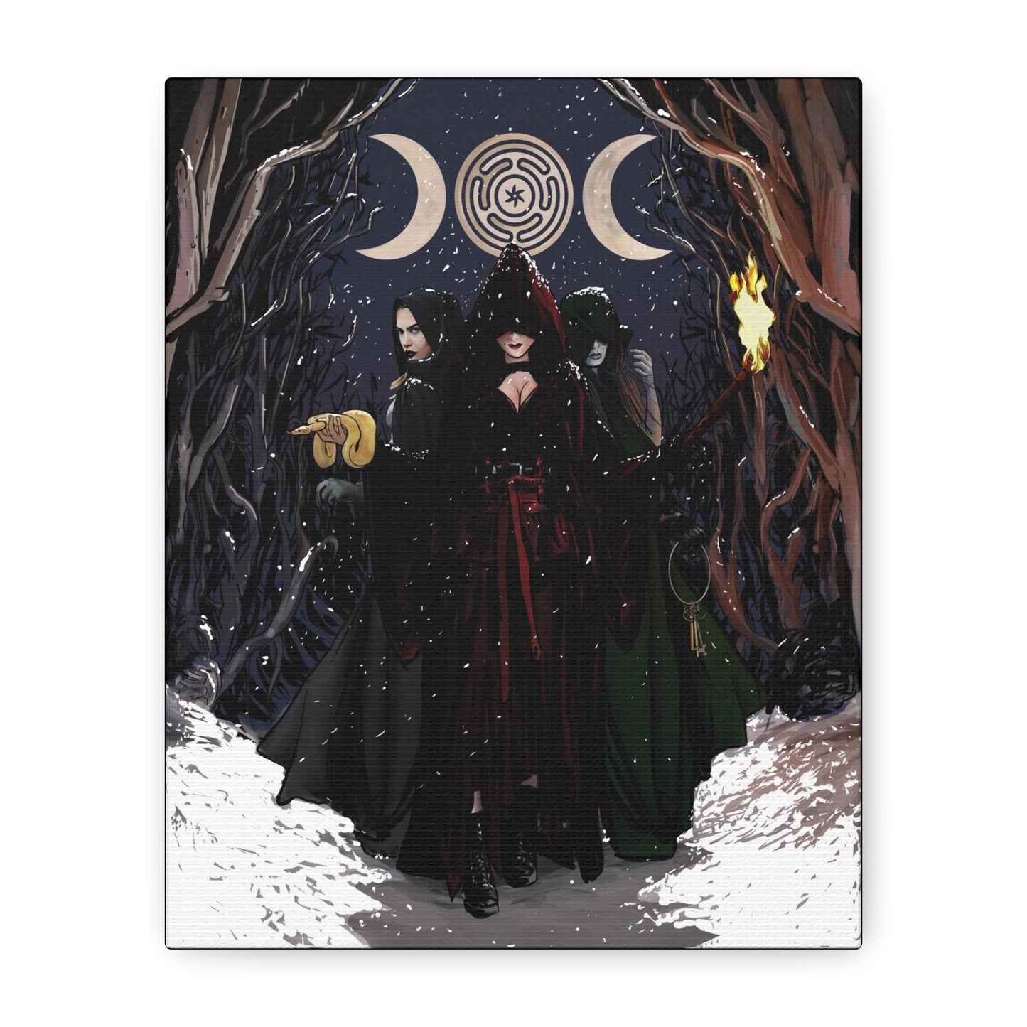 Dark Fantasy Wall Art, Mystic Canvas, Witchy Home Decor, Moon Phases Artwork, Esoteric Gift for Her by DesignBohemian
