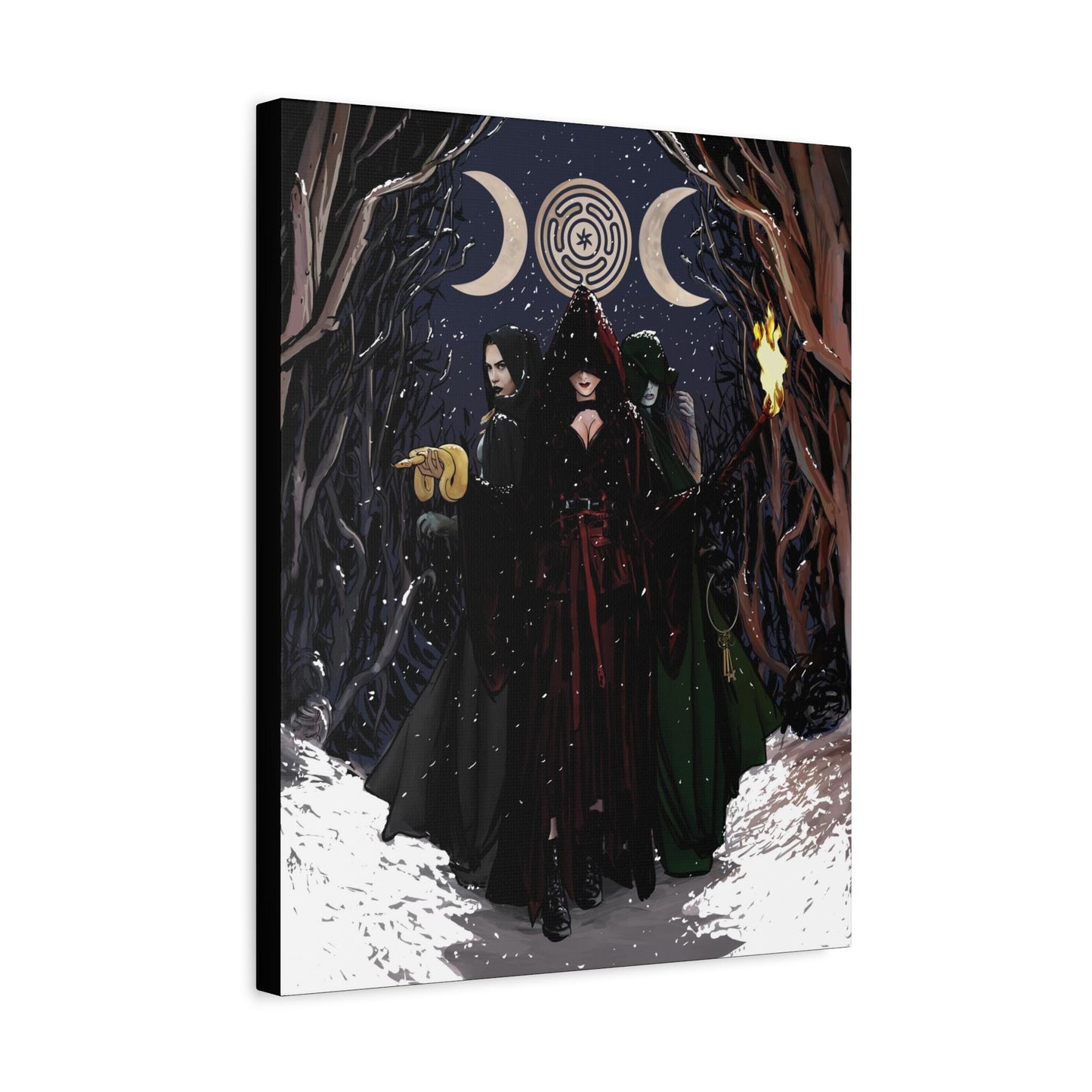 Dark Fantasy Wall Art, Mystic Canvas, Witchy Home Decor, Moon Phases Artwork, Esoteric Gift for Her by DesignBohemian