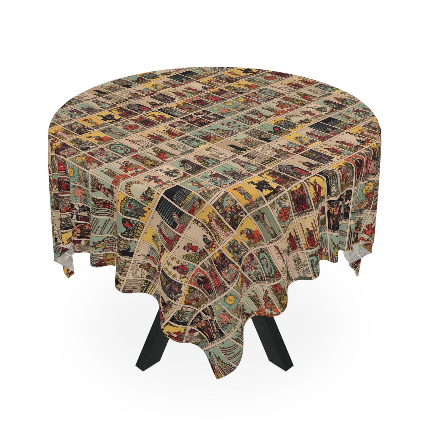 Vintage Tarot Art Tablecloth, Unique Home Decor, Retro Table Cover, Rider Waite Pattern Altar Cloth by DesignBohemian