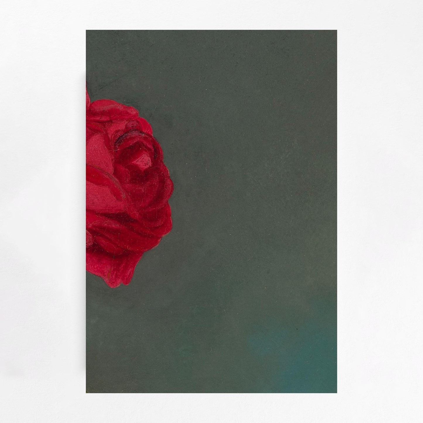 Vintage Pink Roses Floral Print: Beige and Red Botanical Art - Rose Painting by DesignBohemian