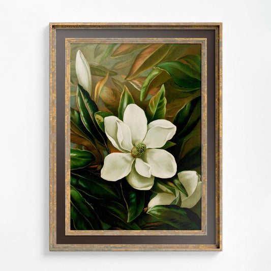Moody Magnolia Floral Print Dark Academia Wall Art Premium Archival Paper Fine Art Print by DesignBohemian