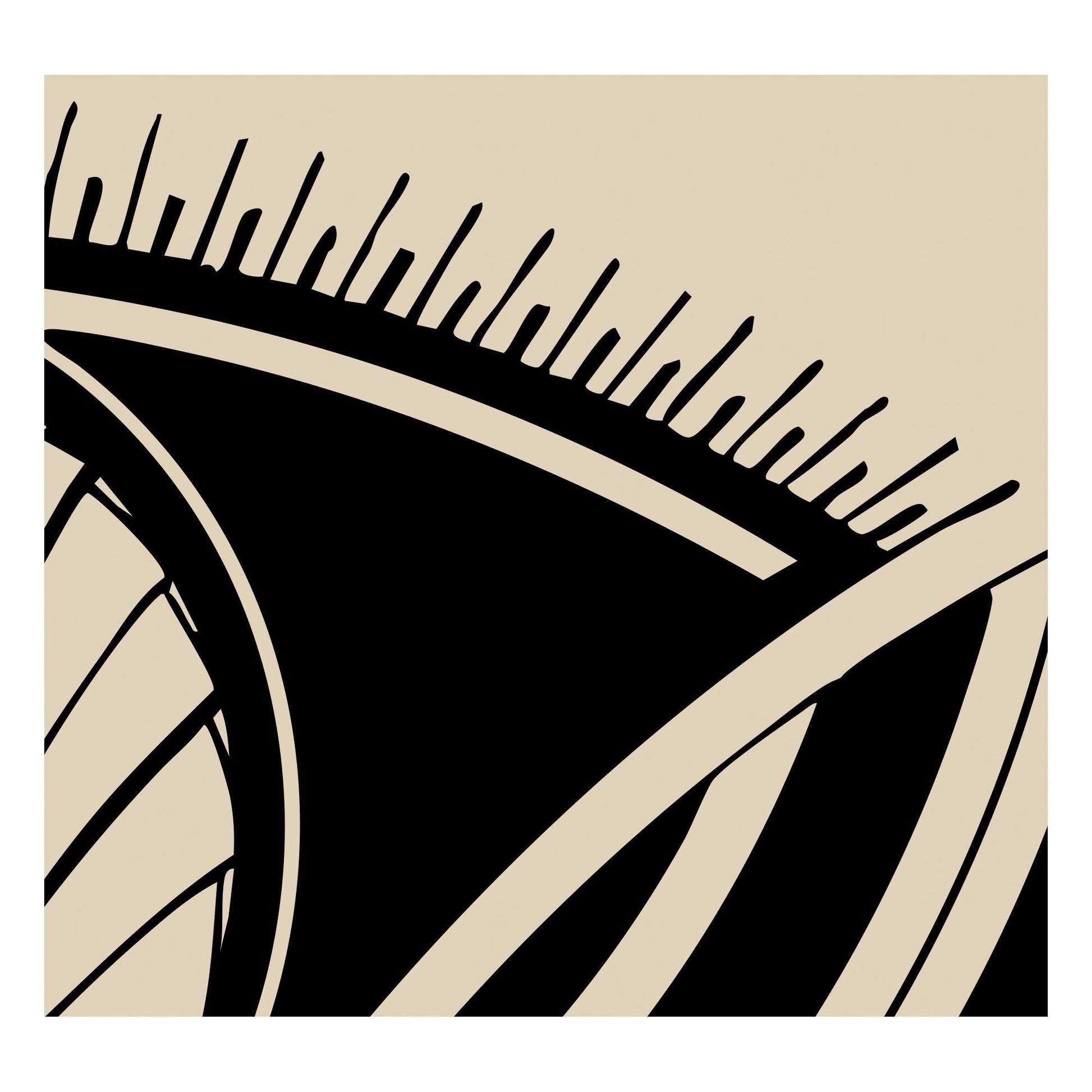 Vintage Floral Abstract - Ornamental Art Nouveau - Black and Beige Print