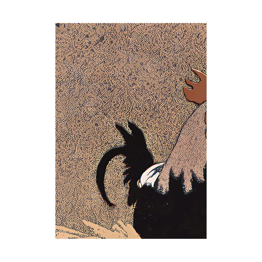 Vintage Chickens Print Premium Archival Matte Paper Beige And Black by DesignBohemian