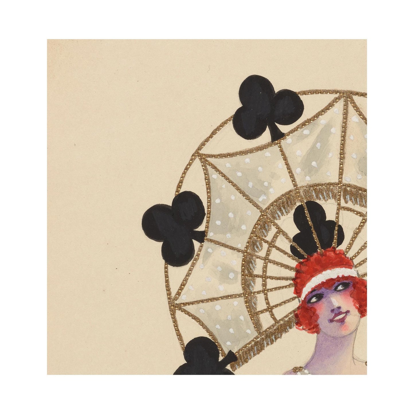 Clubs Playing Card Art Print: Vintage Costume Fashion by DesignBohemian
