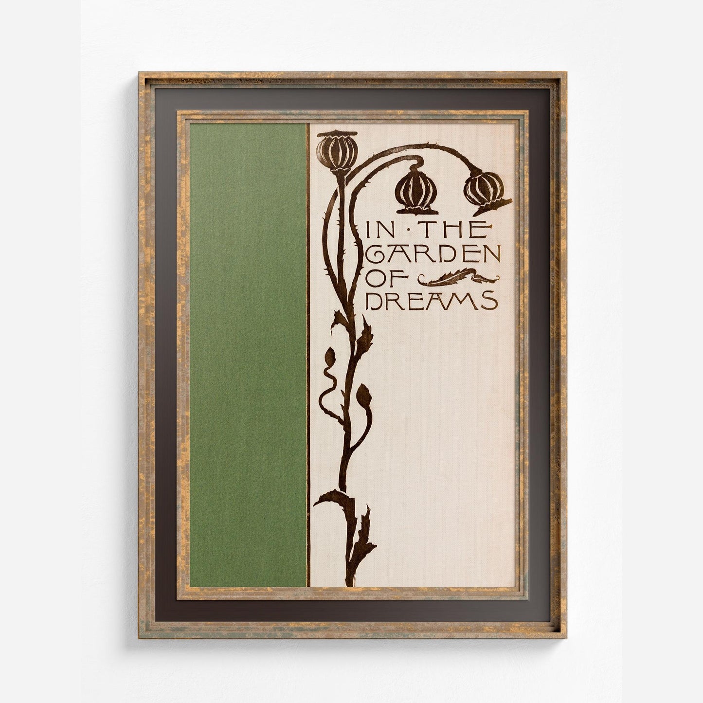 Green Vintage Book Cover Print - Art Nouveau Poster - Garden of Dreams by DesignBohemian