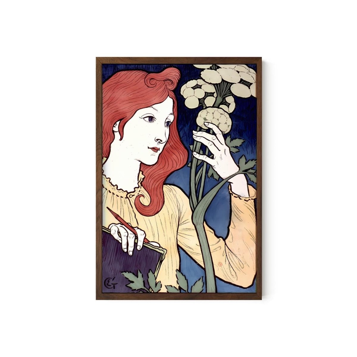 Art Nouveau Botanical Portrait Print - Bohemian Goddess Artwork