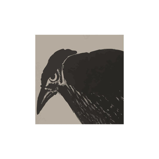 Japanese Raven Print - Two Crows - Vintage Painting - Black and Beige