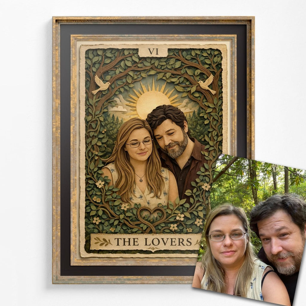 Custom Tarot Card Portrait, Papercut Style Illustration, Personalized Photo Art (Digital File)