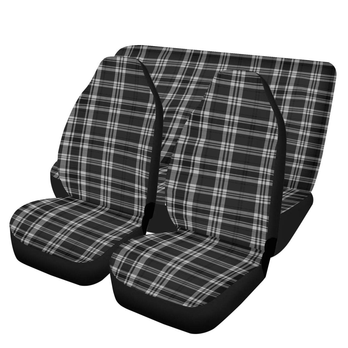 Black Plaid Lightweight Car Seat Cover Set (set of 4)