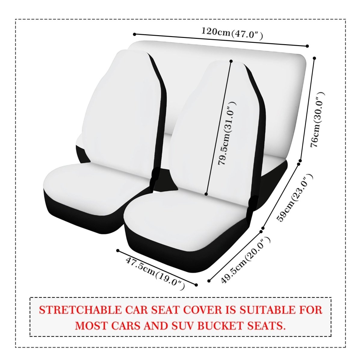 Black Plaid Lightweight Car Seat Cover Set (set of 4)