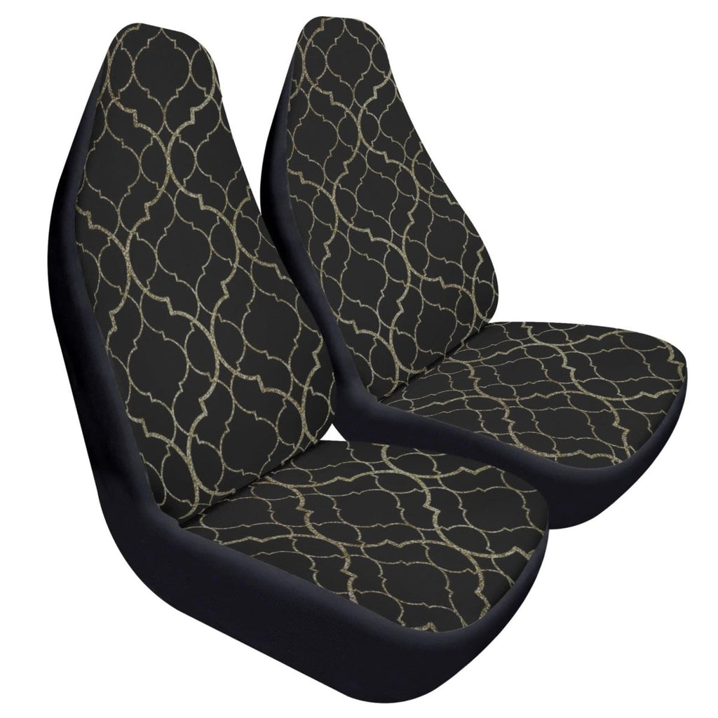 Black Gold Moody Car Seat Covers – Vintage Elegance Front Seat Set