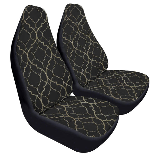 Black Gold Moody Car Seat Covers – Vintage Elegance Front Seat Set