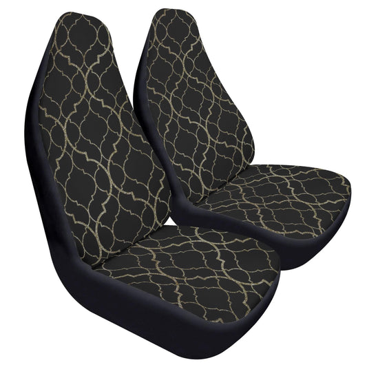 Black Gold Moody Car Seat Covers – Vintage Elegance Front Seat Set