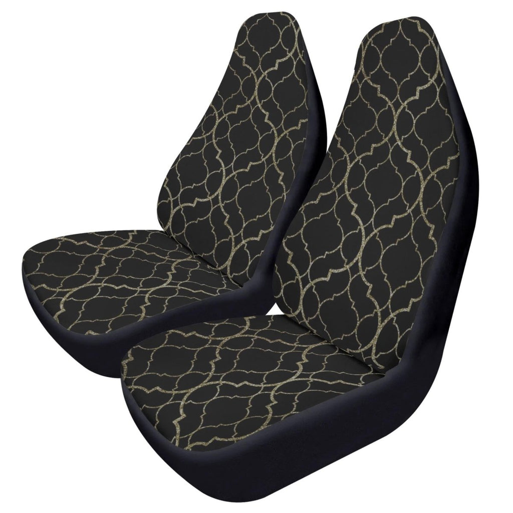 Black Gold Moody Car Seat Covers – Vintage Elegance Front Seat Set