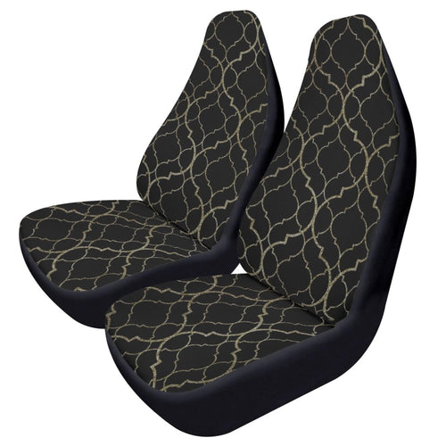 Black Gold Moody Car Seat Covers – Vintage Elegance Front Seat Set