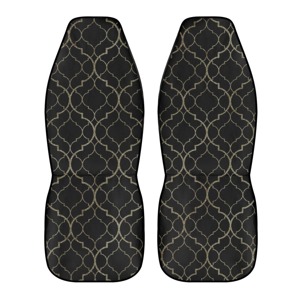 Black Gold Moody Car Seat Covers – Vintage Elegance Front Seat Set
