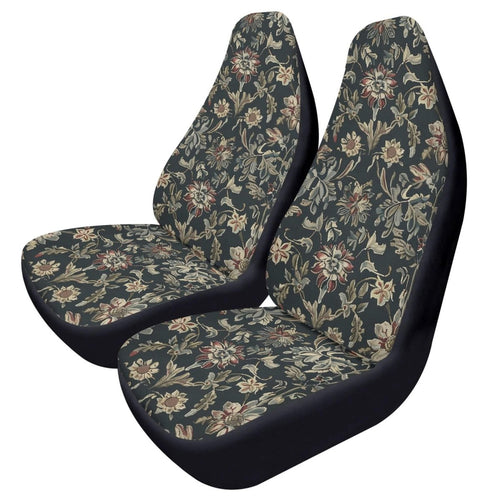 Black Floral Car Seat Covers – Vintage Tapestry Design (Set of 2)