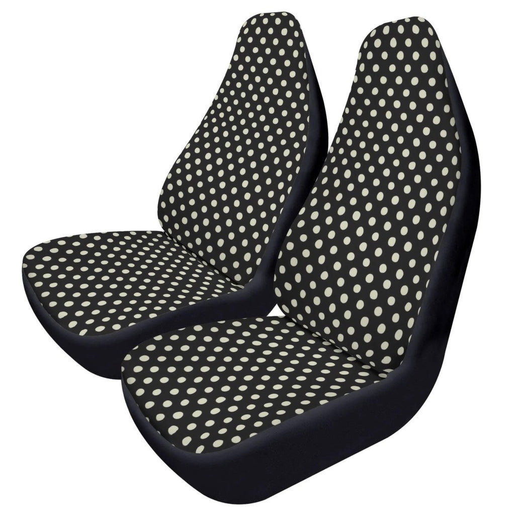 Black White Polka Dot Car Seat Covers Soft Front Seat Protection (Set of 2)