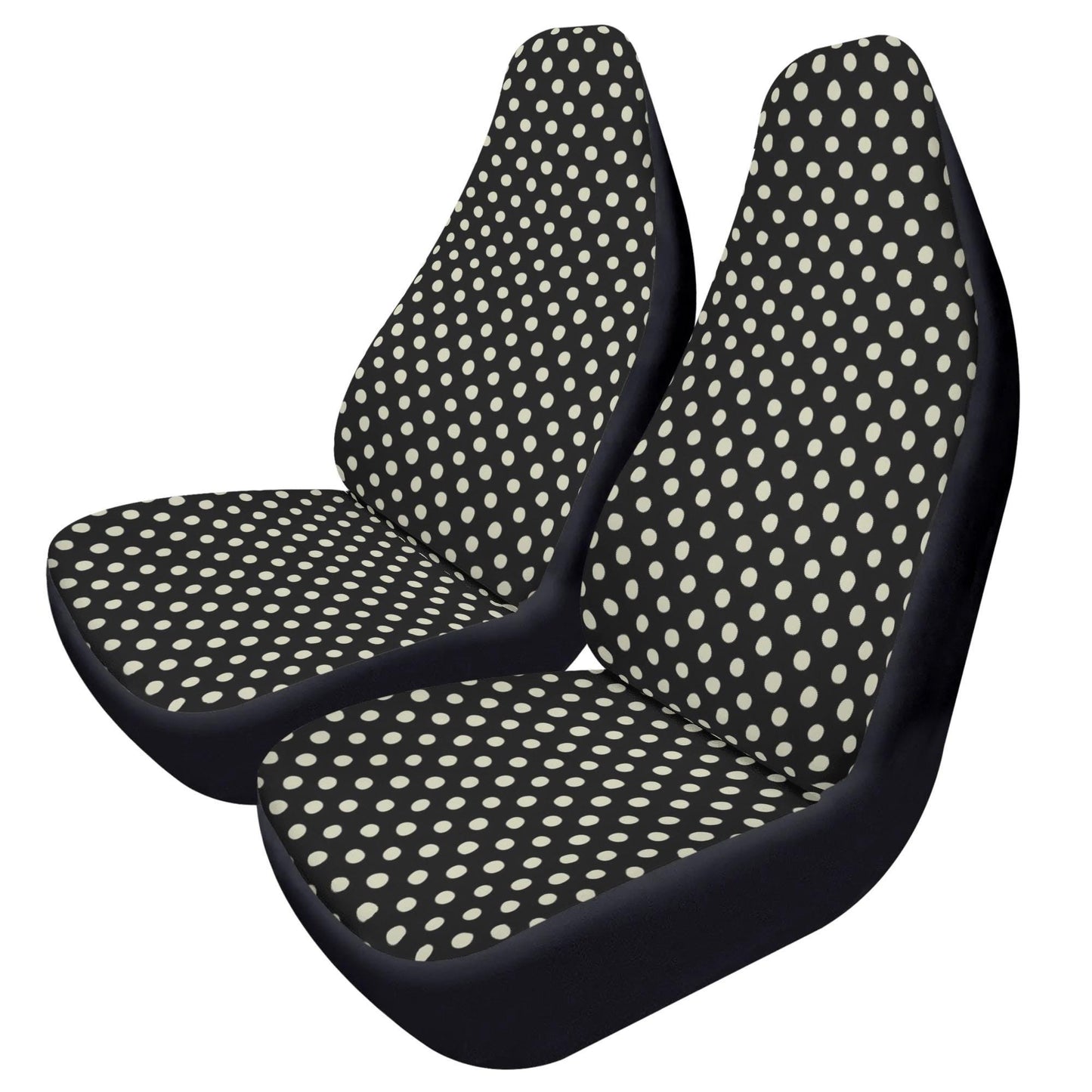 Black White Polka Dot Car Seat Covers Soft Front Seat Protection (Set of 2)