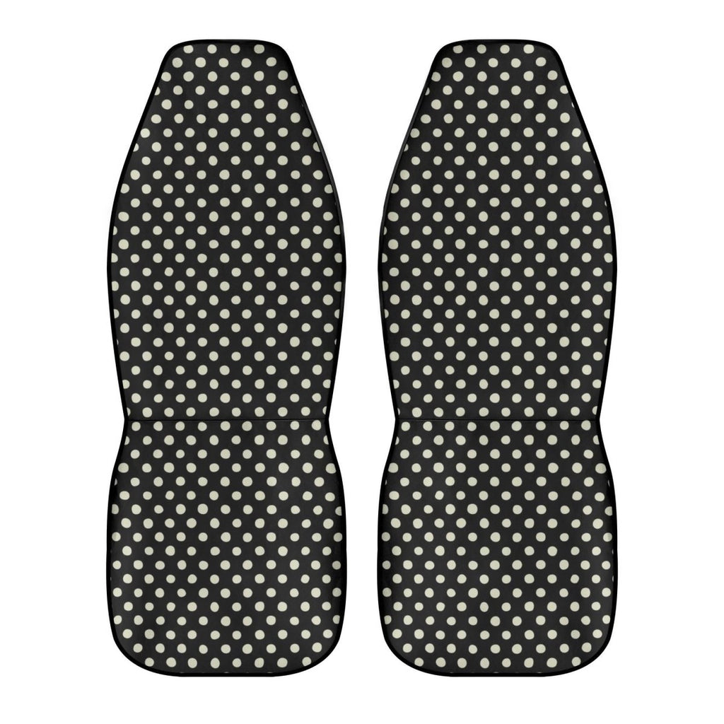Black White Polka Dot Car Seat Covers Soft Front Seat Protection (Set of 2)