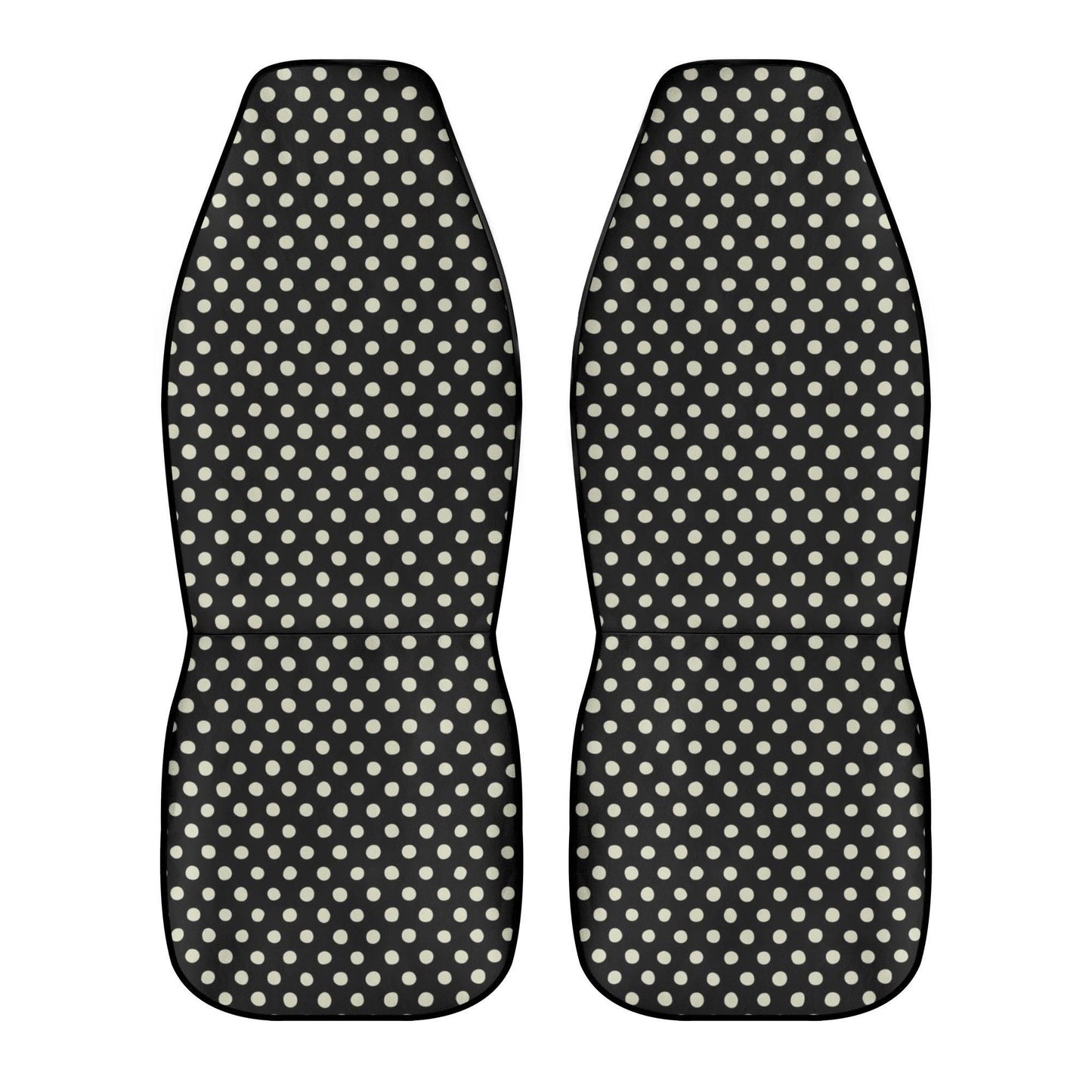Black White Polka Dot Car Seat Covers Soft Front Seat Protection (Set of 2)