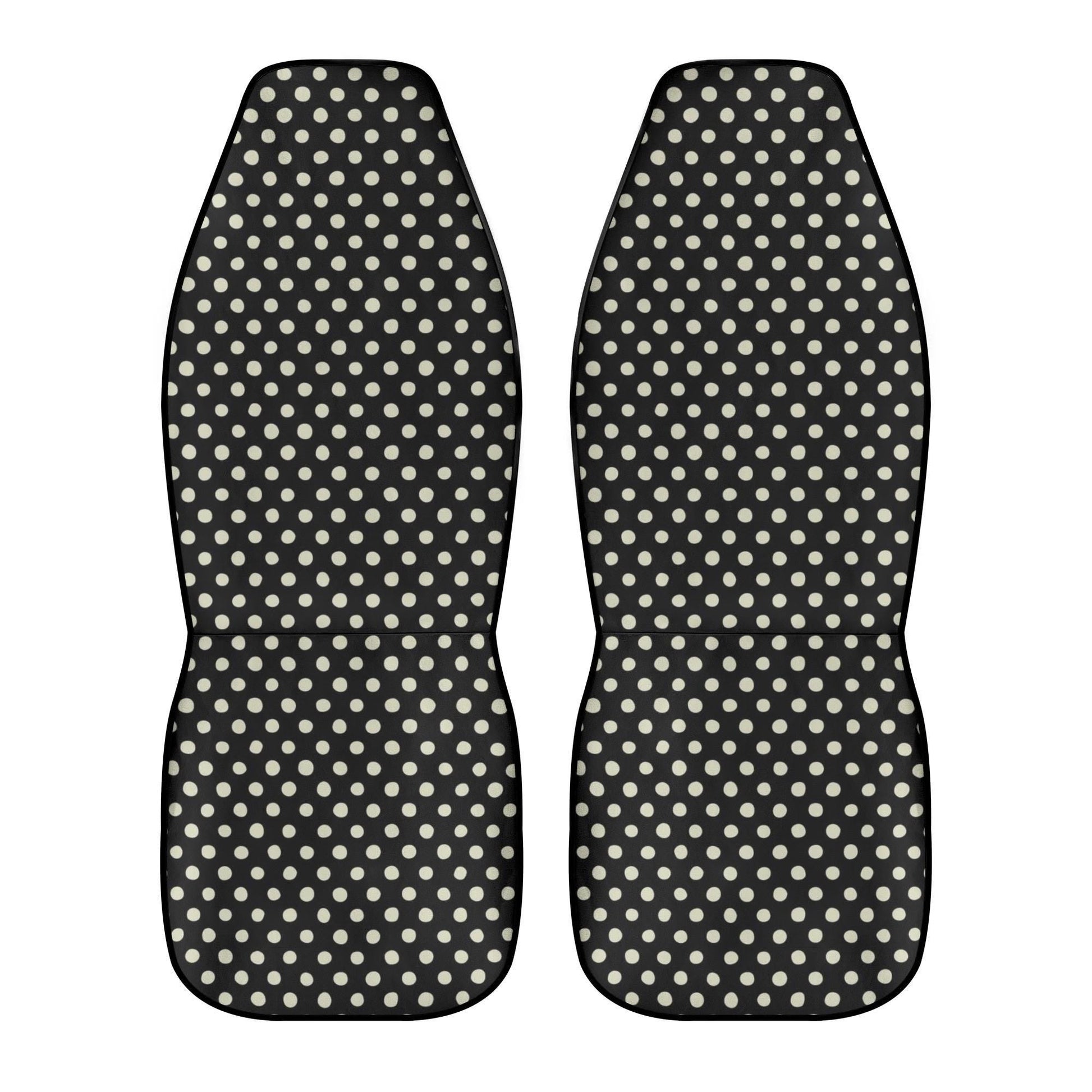 Black White Polka Dot Car Seat Covers Soft Front Seat Protection (Set of 2)