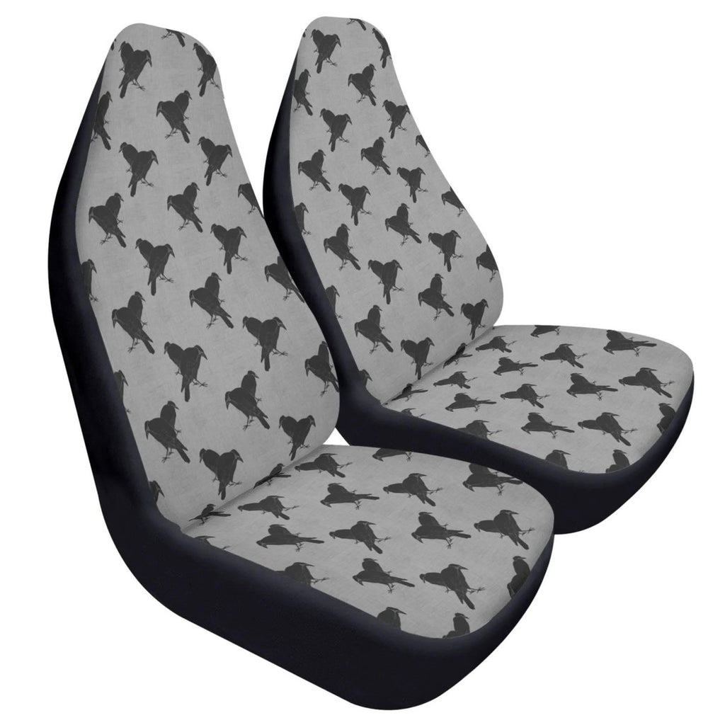 Black Crows Car Seat Covers – Gothic Moody Floral Print (Set of 2)