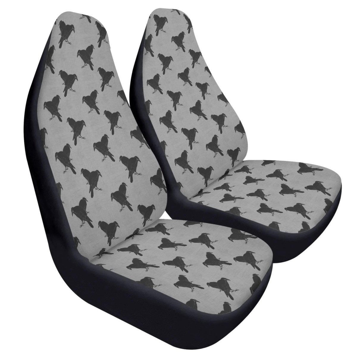 Black Crows Car Seat Covers – Gothic Moody Floral Print (Set of 2)