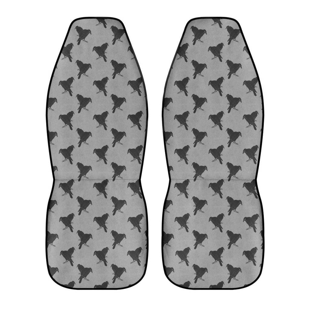 Black Crows Car Seat Covers – Gothic Moody Floral Print (Set of 2)