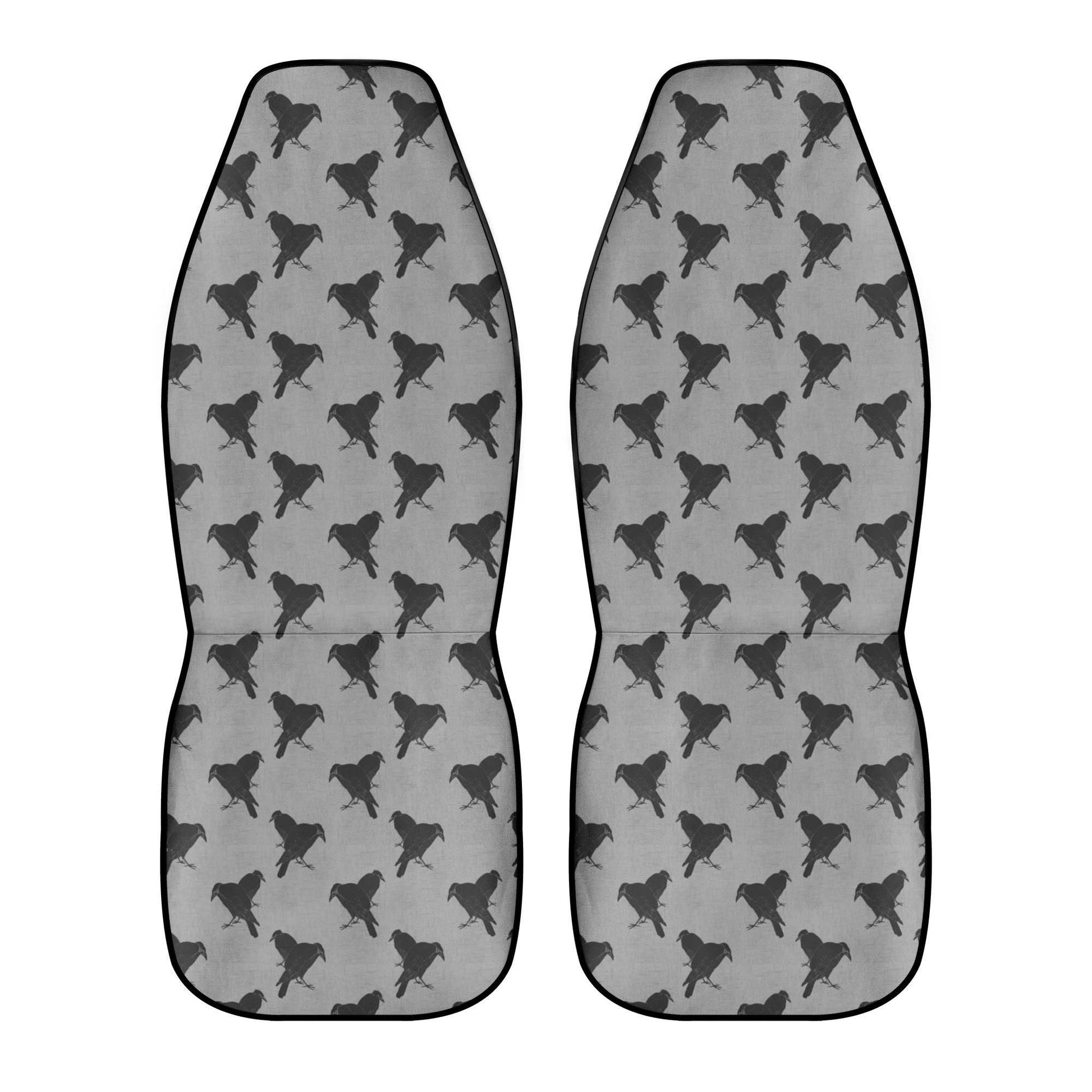 Black Crows Car Seat Covers – Gothic Moody Floral Print (Set of 2)