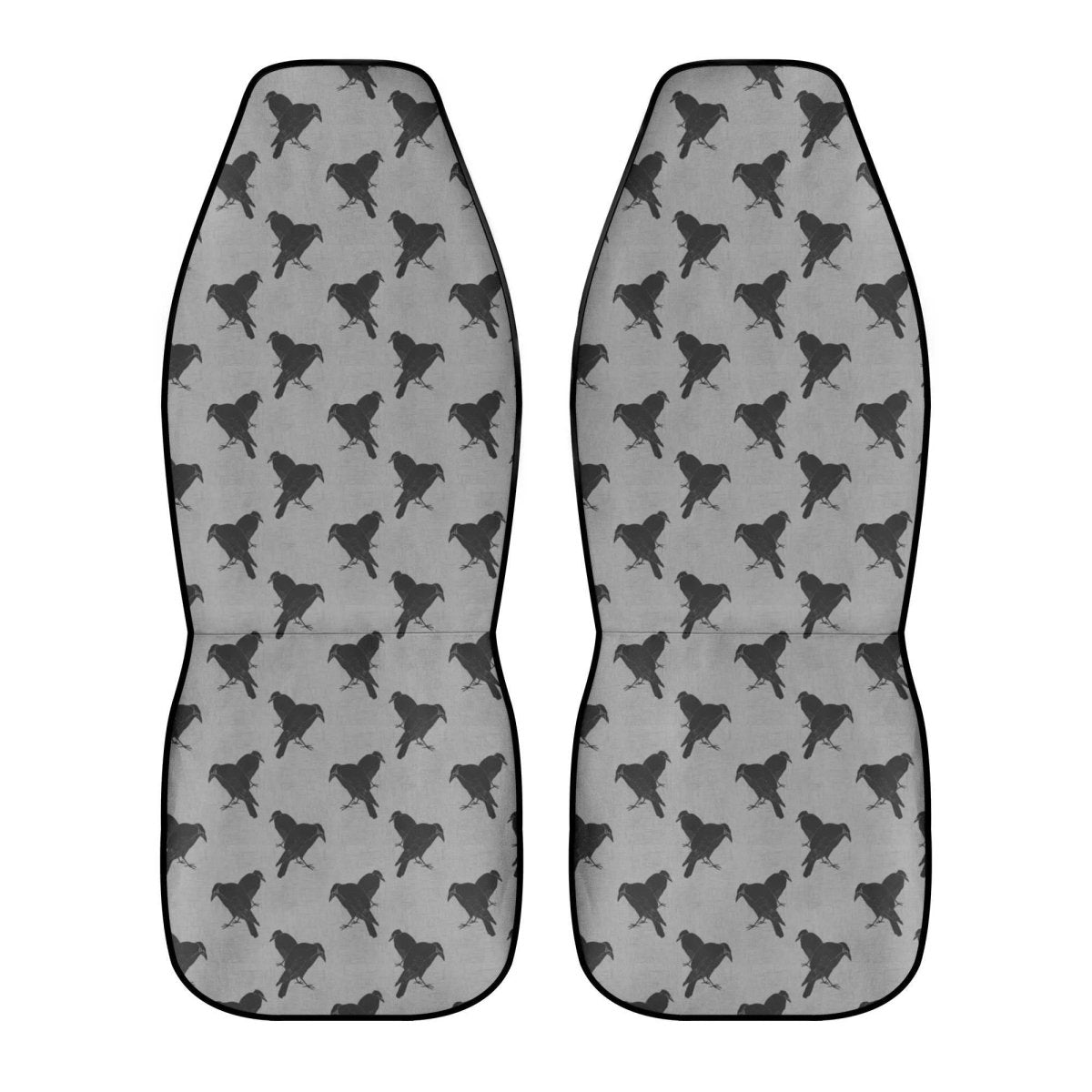 Black Crows Car Seat Covers – Gothic Moody Floral Print (Set of 2)