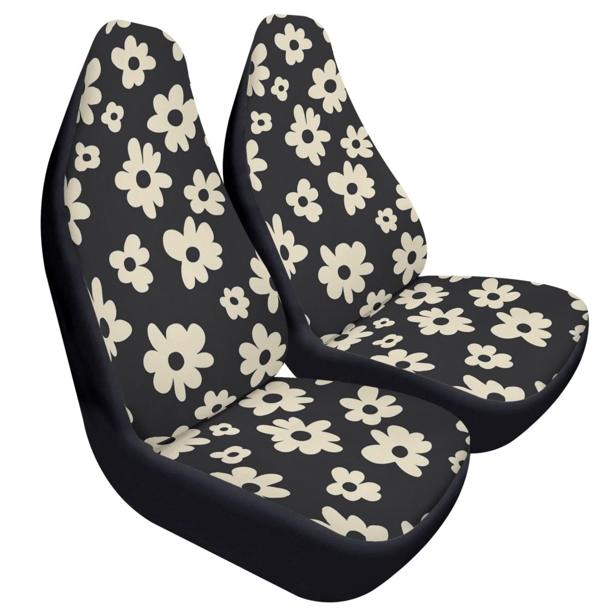 Hippie Gothic Floral Car Seat Covers (2pcs), Black Boho Retro Car Accessories