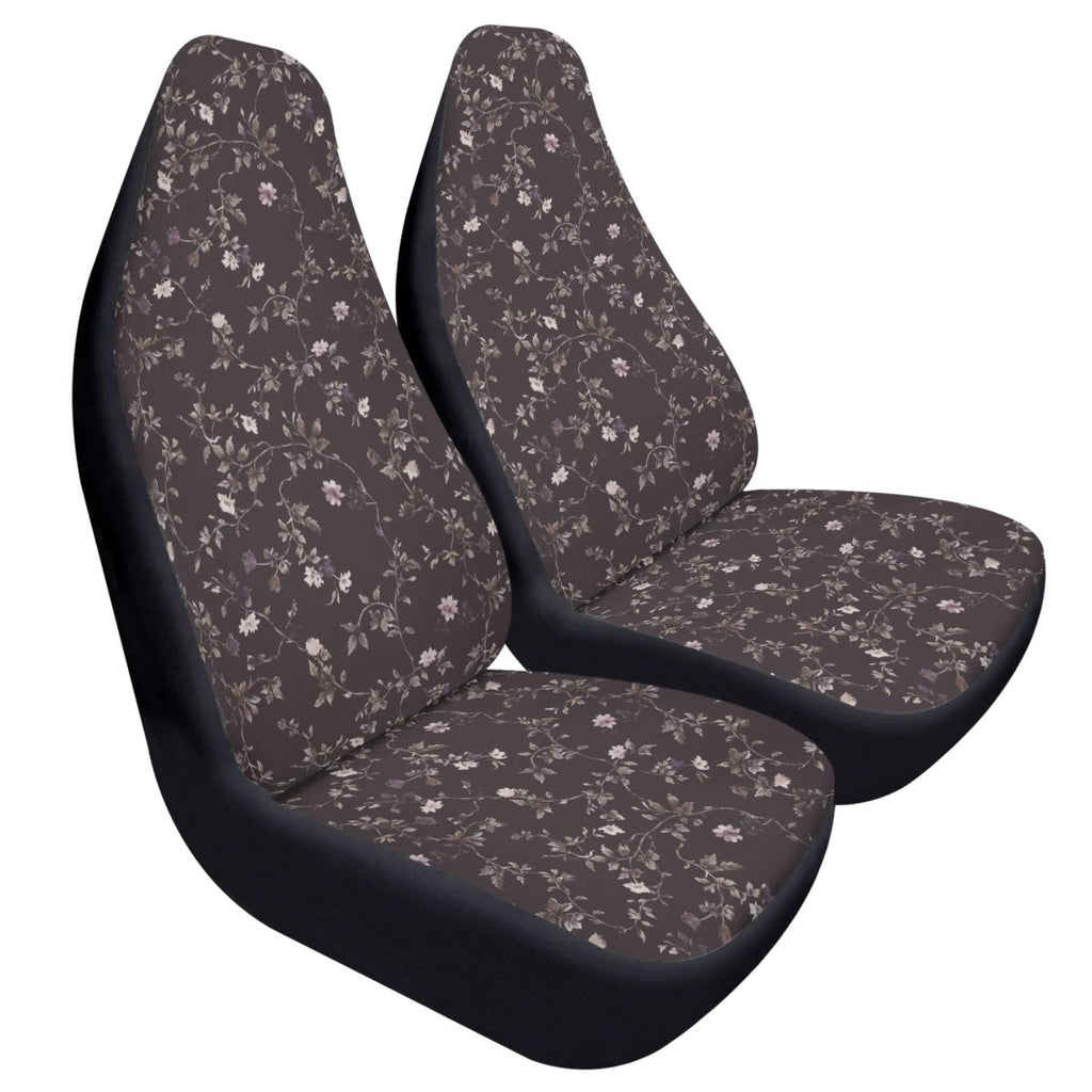 Dark Purple Ditsy Floral Car Seat Covers – Vintage Inspired Front Seat Set (2)