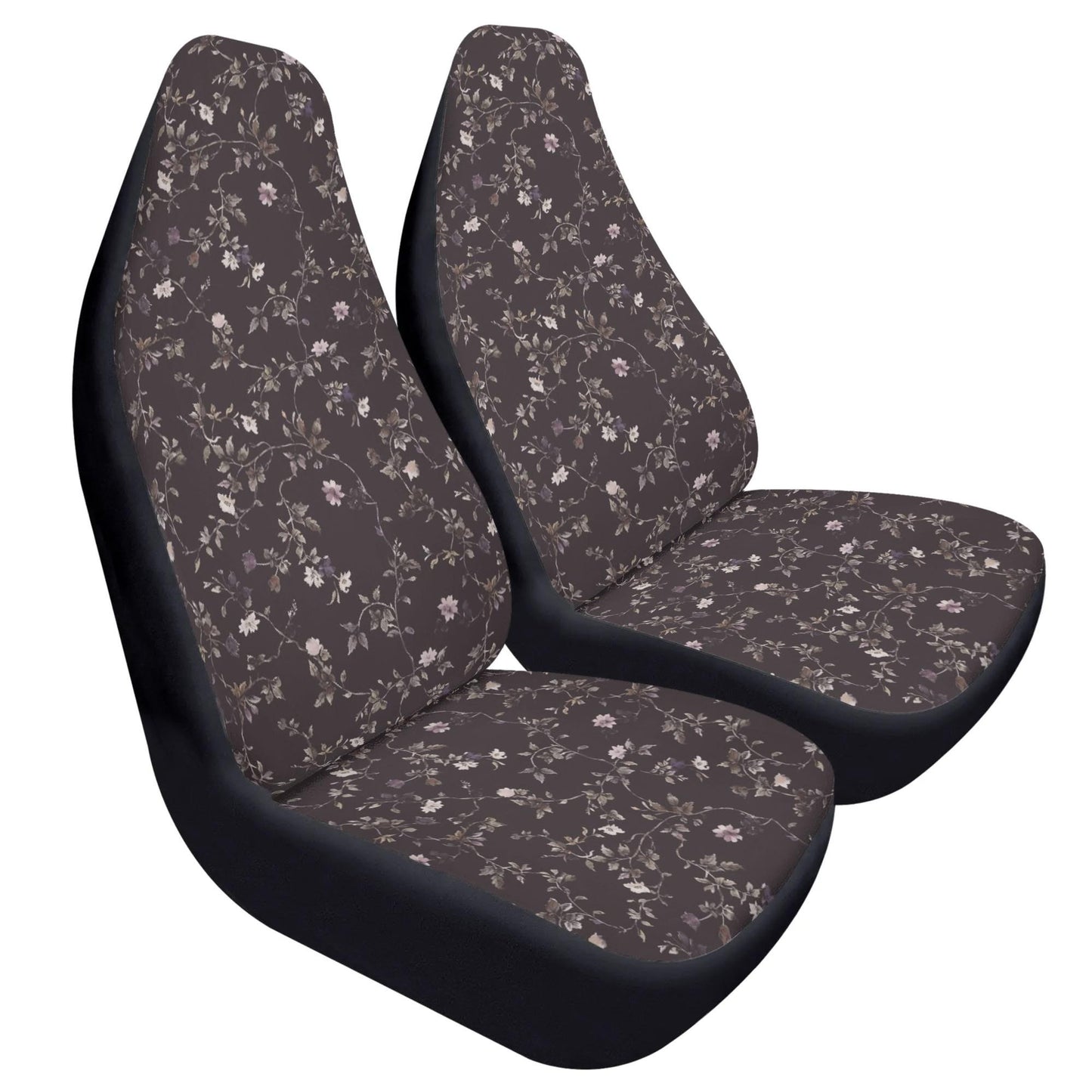 Dark Purple Ditsy Floral Car Seat Covers – Vintage Inspired Front Seat Set (2)