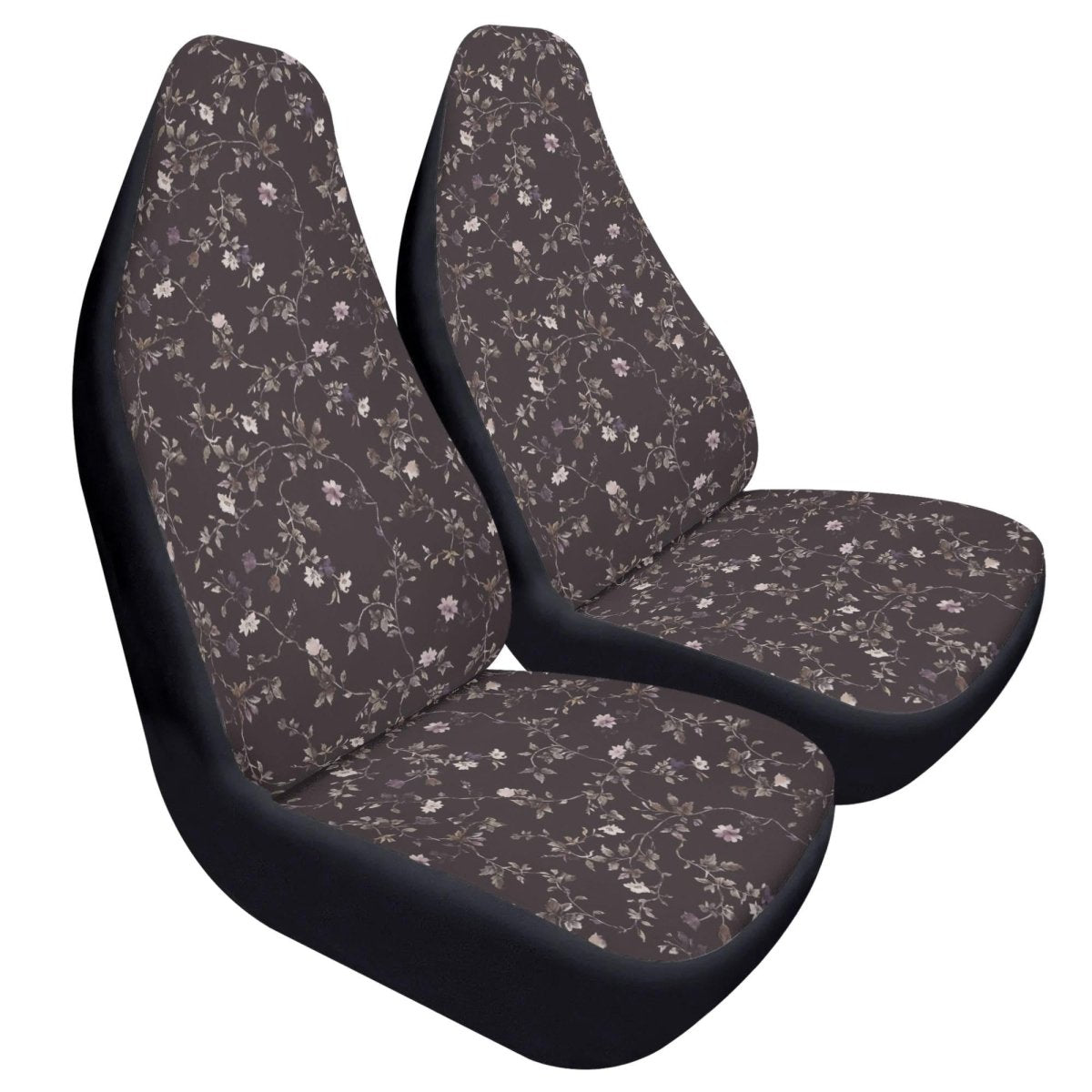 Dark Purple Ditsy Floral Car Seat Covers – Vintage Inspired Front Seat Set (2)