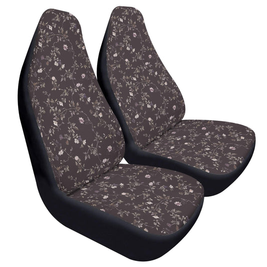 Dark Purple Ditsy Floral Car Seat Covers – Vintage Inspired Front Seat Set (2)