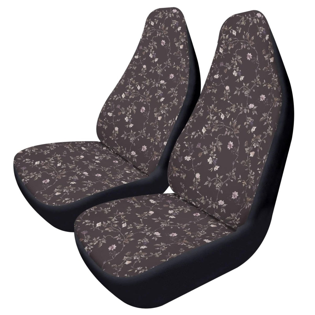 Dark Purple Ditsy Floral Car Seat Covers – Vintage Inspired Front Seat Set (2)