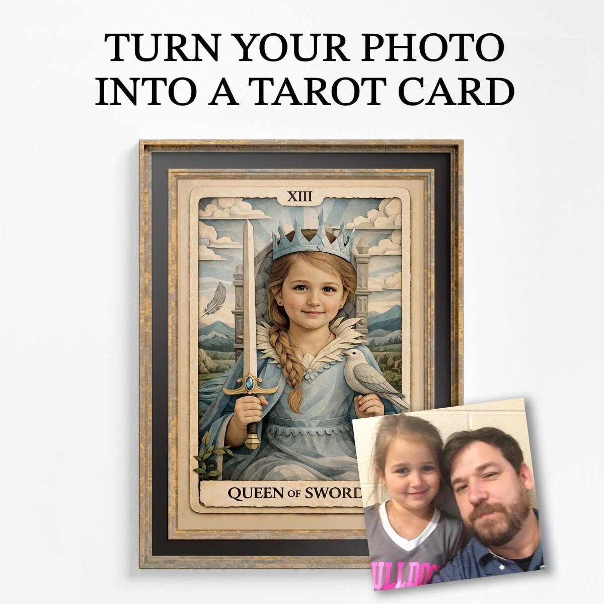 Custom Tarot Card Portrait, Papercut Style Illustration, Personalized Photo Art (Digital File)