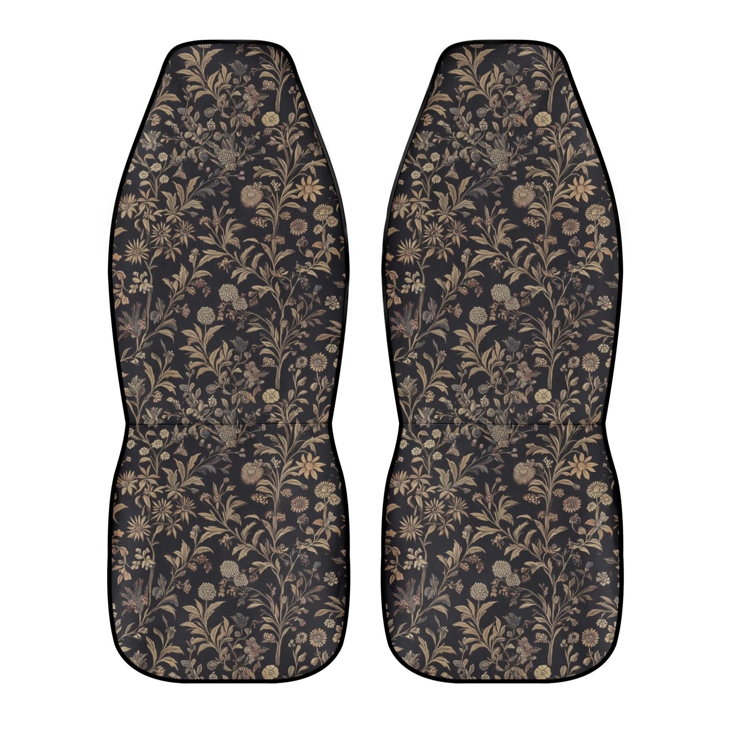 Floral Car Seat Covers – Black Beige Botanical Print (Set of 2)