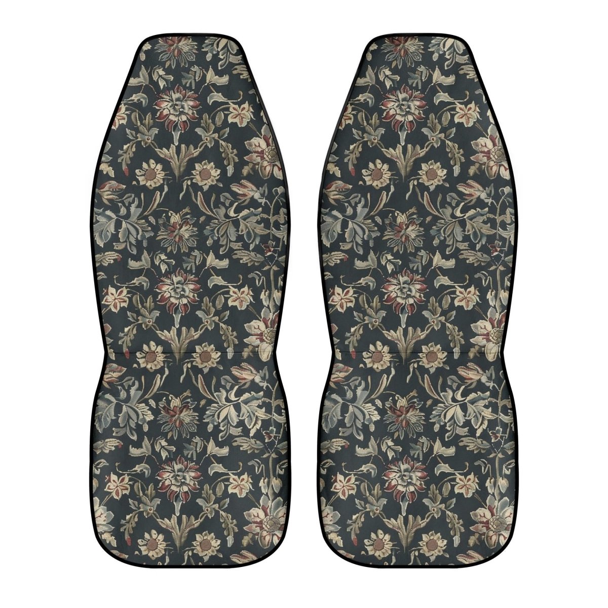 Black Floral Car Seat Covers – Vintage Tapestry Design (Set of 2)
