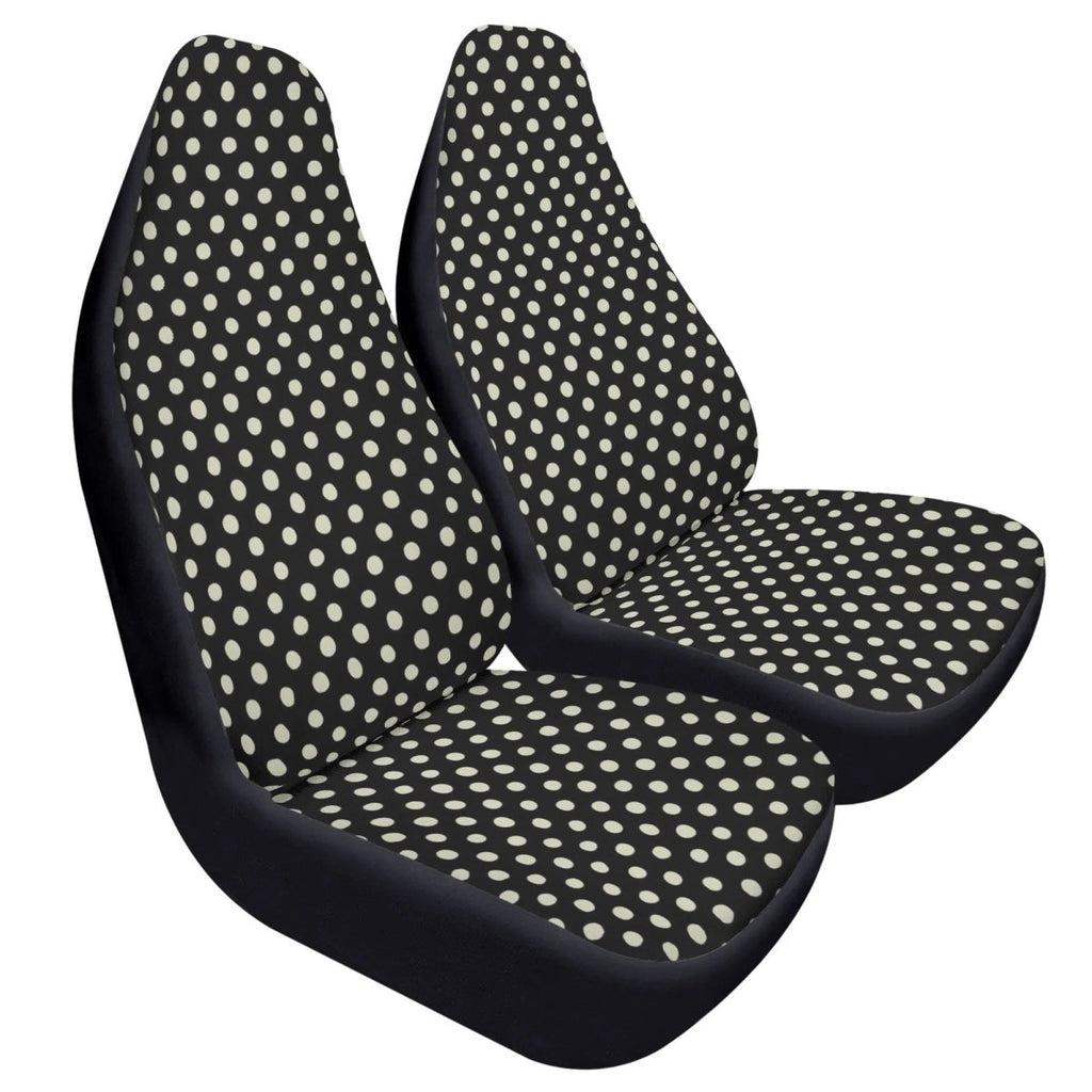 Black White Polka Dot Car Seat Covers Soft Front Seat Protection (Set of 2)