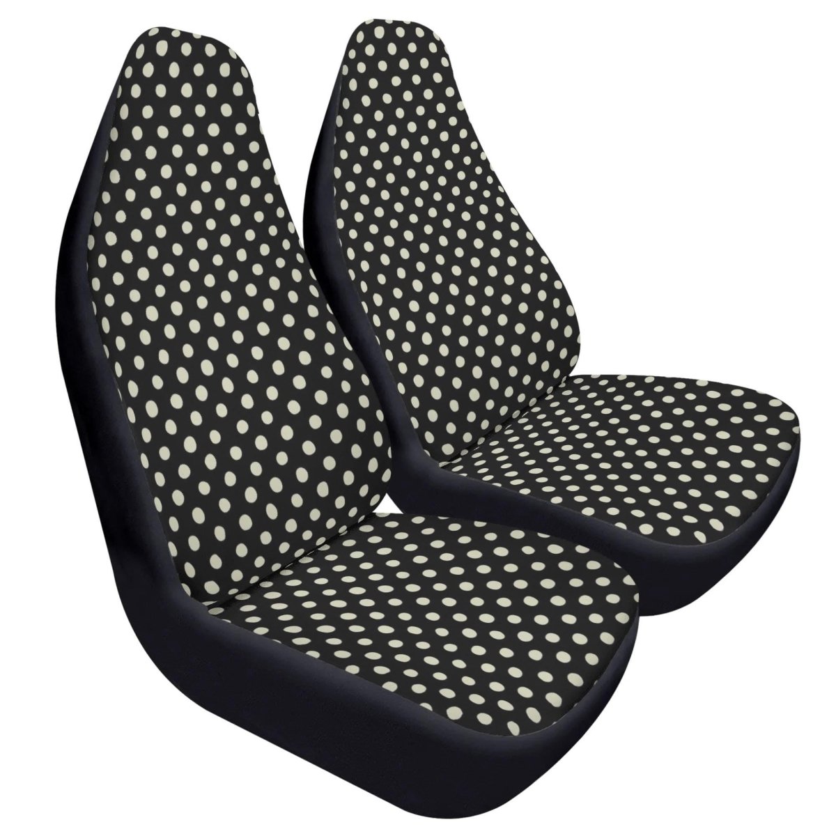 Black White Polka Dot Car Seat Covers Soft Front Seat Protection (Set of 2)