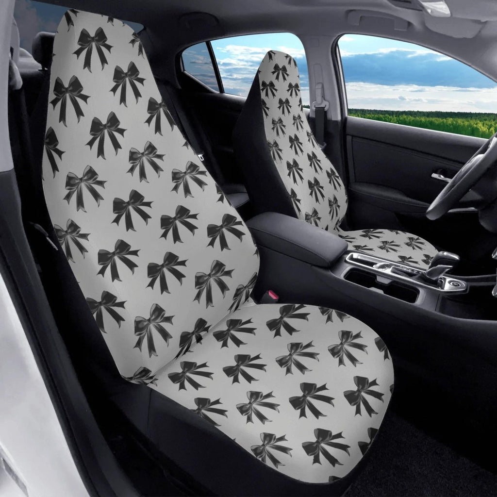 Black Bow Car Seat Covers – Coquette Gothic Satin Bows (Set of 2)