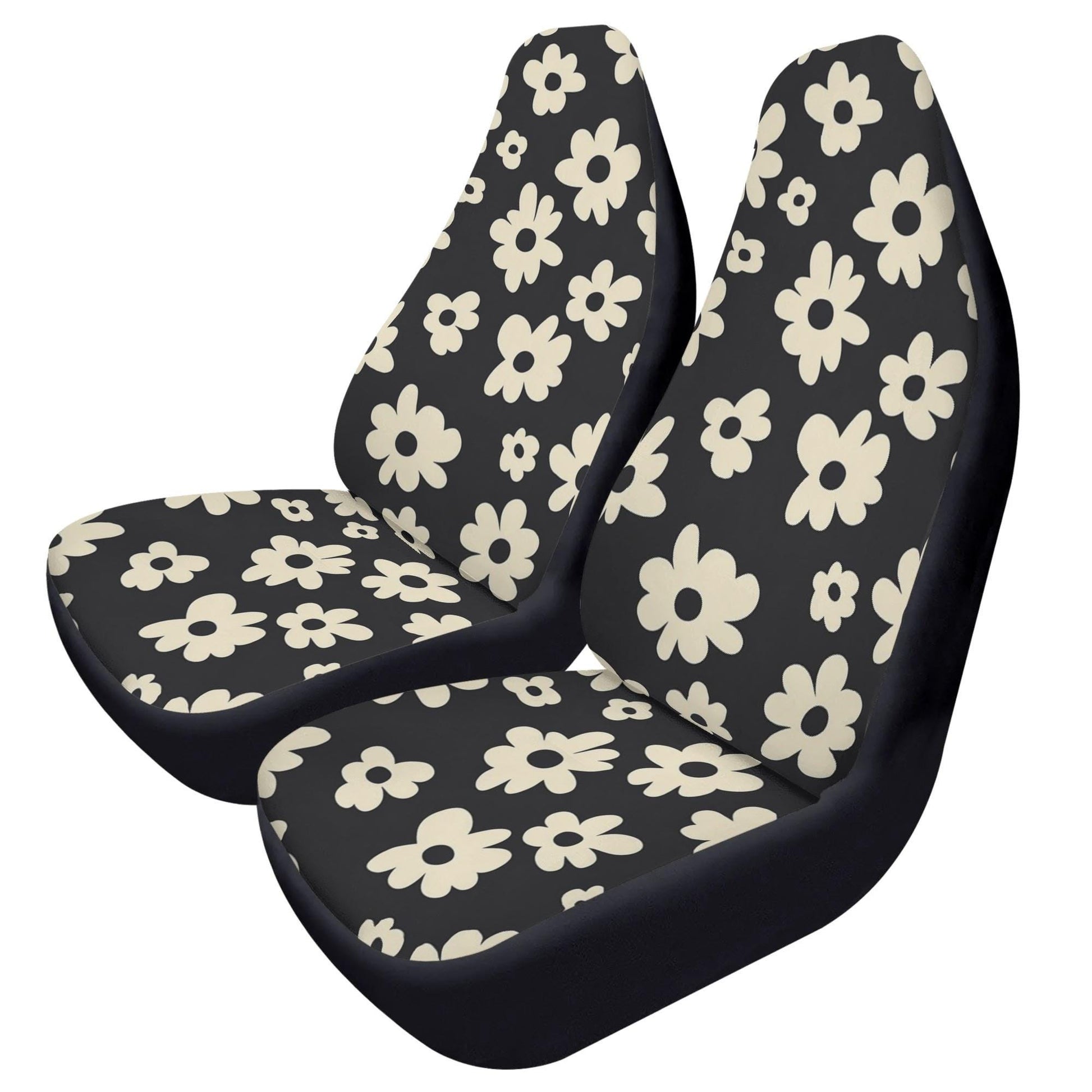 Hippie Gothic Floral Car Seat Covers (2pcs), Black Boho Retro Car Accessories