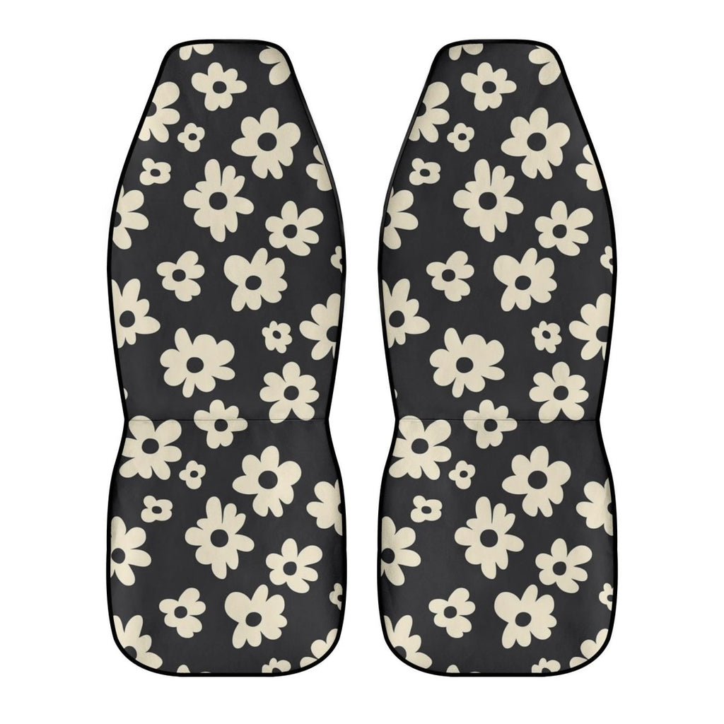 Hippie Gothic Floral Car Seat Covers (2pcs), Black Boho Retro Car Accessories