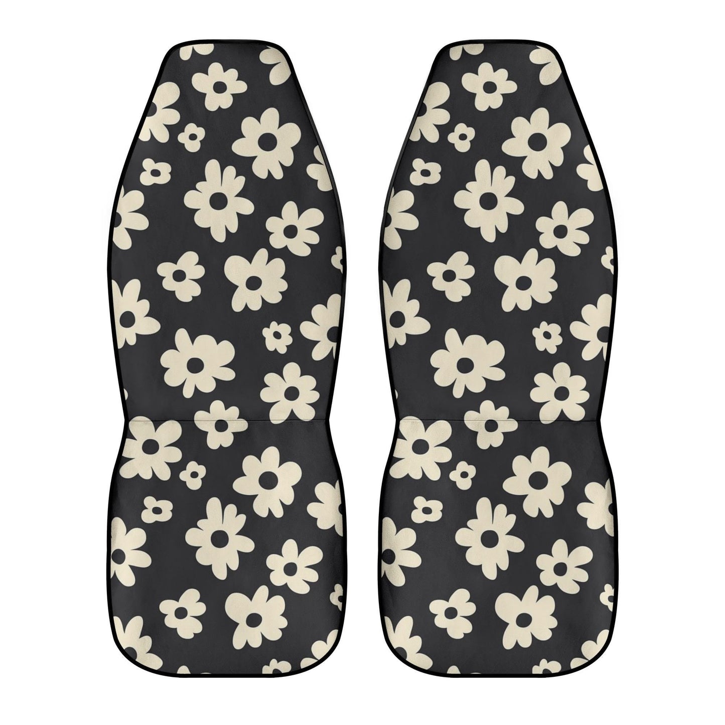 Hippie Gothic Floral Car Seat Covers (2pcs), Black Boho Retro Car Accessories