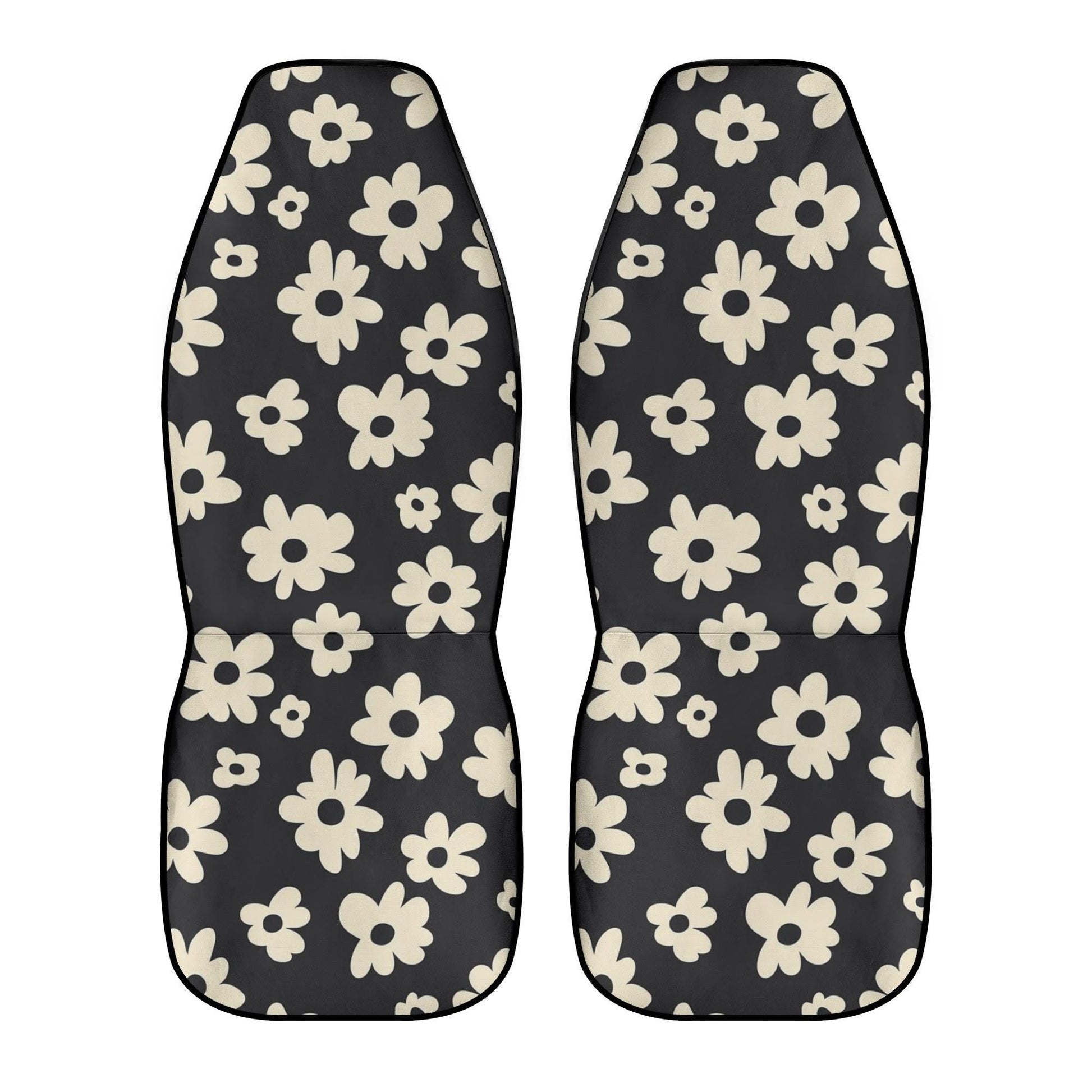 Hippie Gothic Floral Car Seat Covers (2pcs), Black Boho Retro Car Accessories
