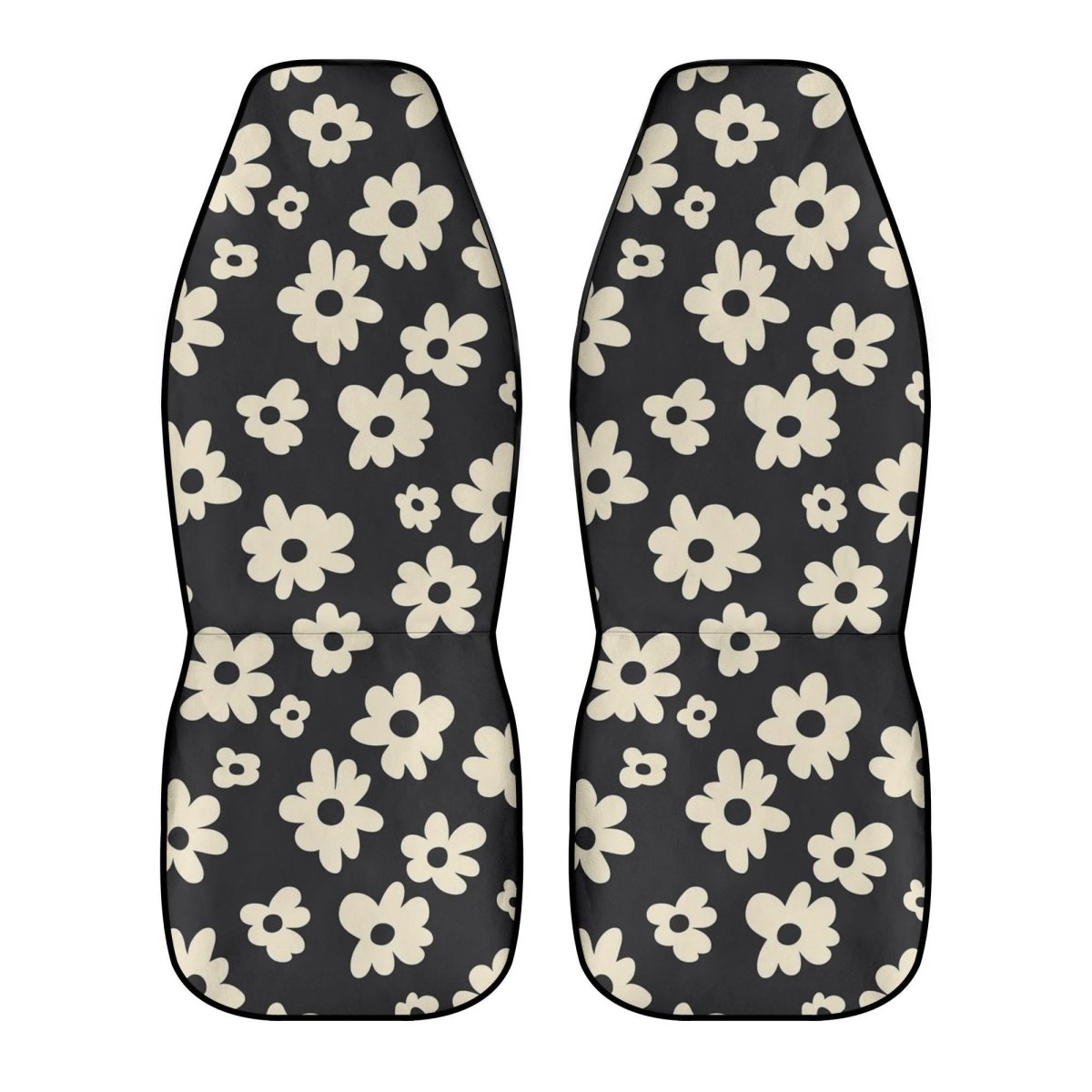Hippie Gothic Floral Car Seat Covers (2pcs), Black Boho Retro Car Accessories